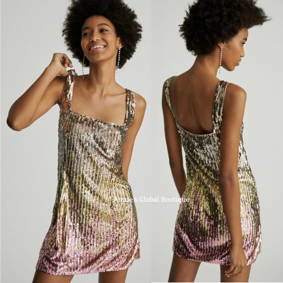 NWT ANTHROPOLOGIE Let Me Be Sequined Shift Mini Dress. Size XL - Picture 8 of 16